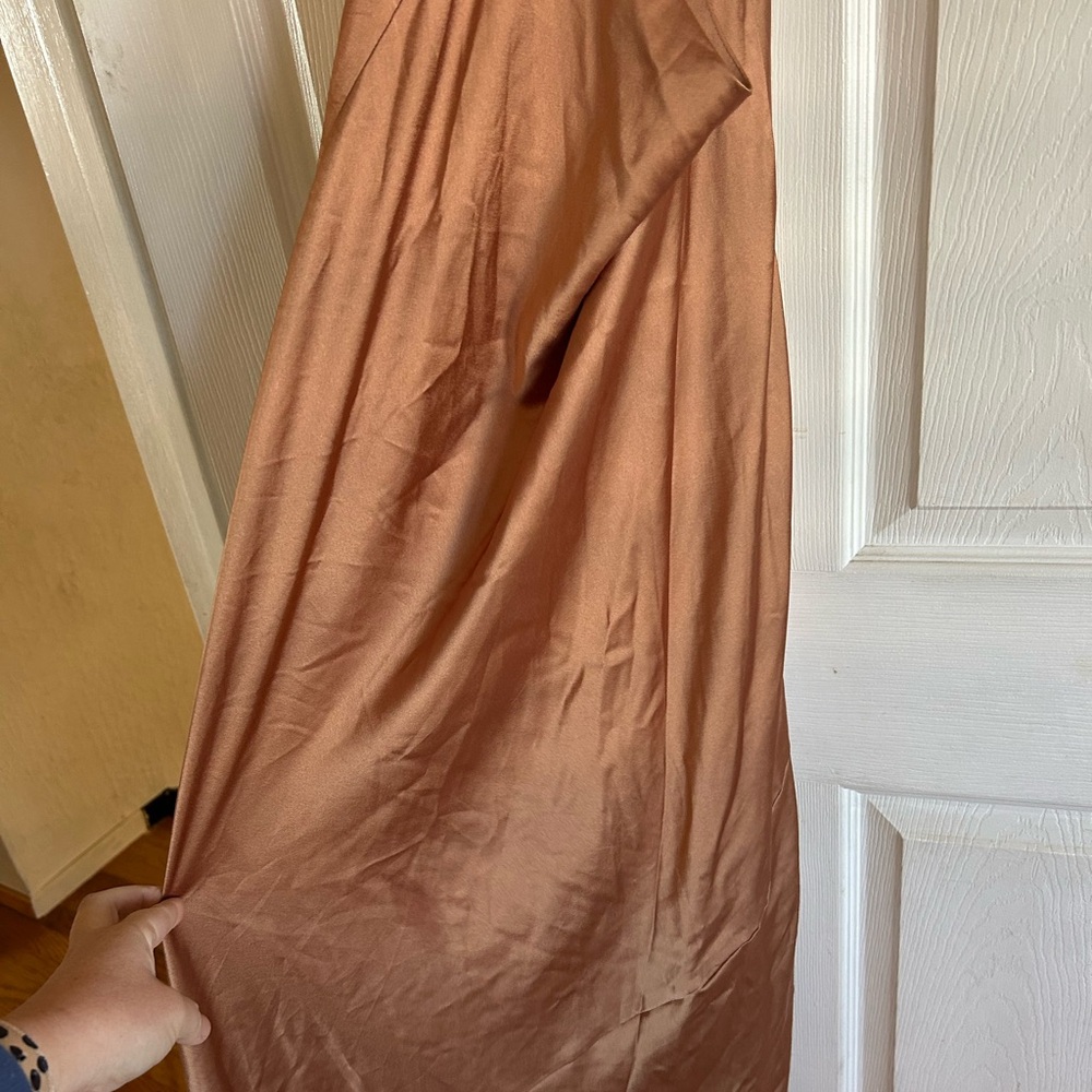SMYM Jasmine Halter Maxi Dress in Copper Luxe Satin - Picture 5 of 11